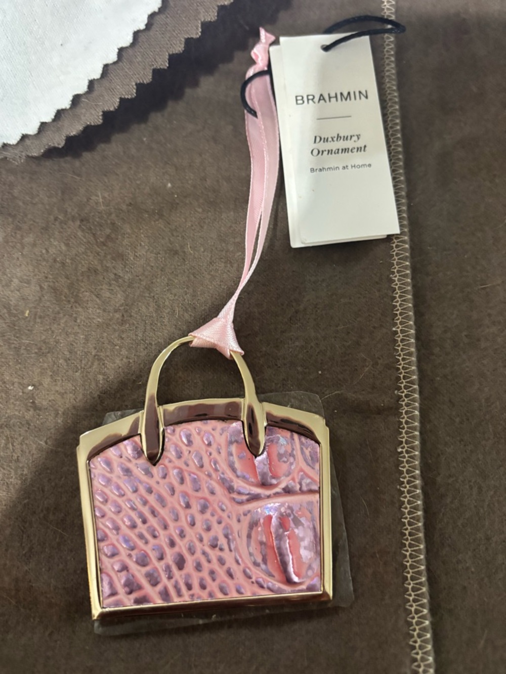 Brahmin Pink Purse Ornament - Duxbury Ornament nwt pixie dust